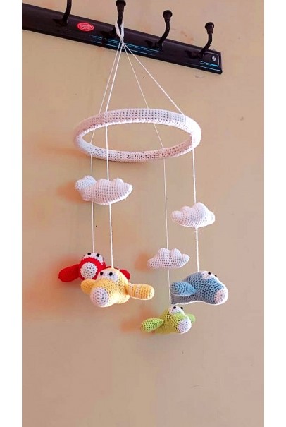 Happy Threads Airplanes Design Crochet Wind Chimes for Home